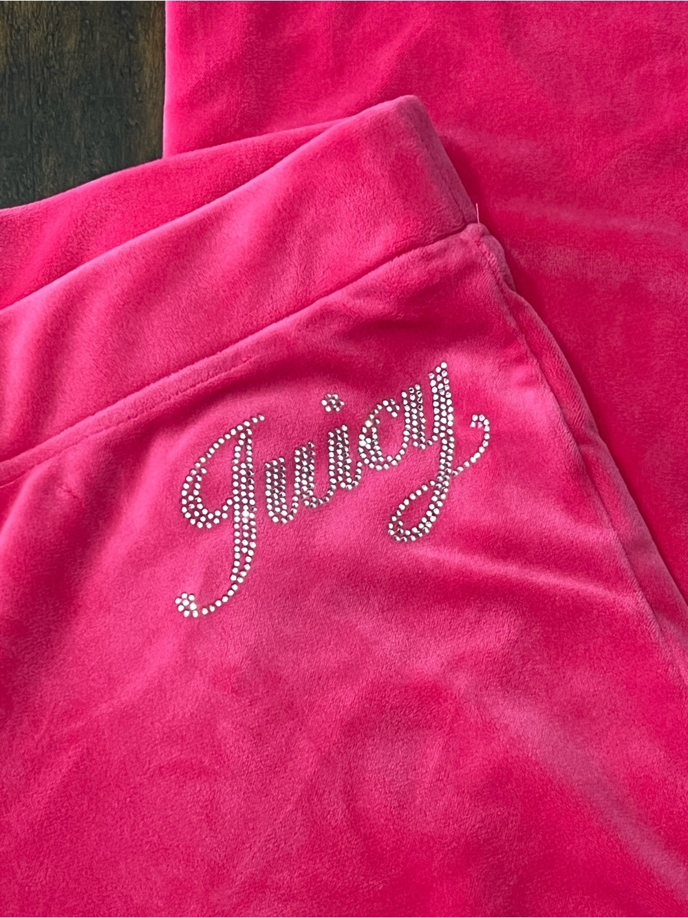 Juicy Couture Women's Hot Pink Velour Track Pants Rhinestone Logo Size Small